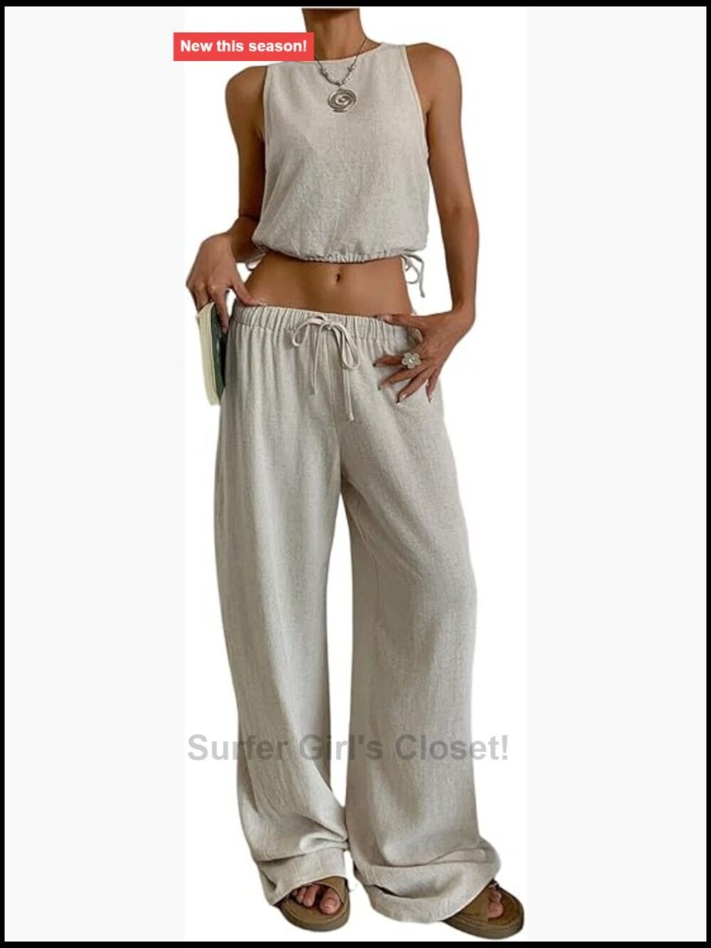 2 Piece Sets Casual Summer Outfits Crop Tank Tops with Wide Leg Pants